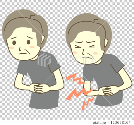 腹痛に苦しむ高齢の男性 腹痛に苦しむ高齢の男性 123638164