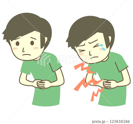 腹痛に苦しむ男の子 123638166