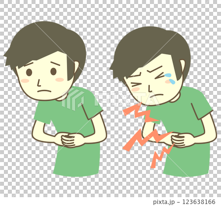 腹痛に苦しむ男の子 123638166
