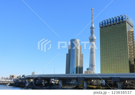 隅田川からスカイツリーを望む 123638537