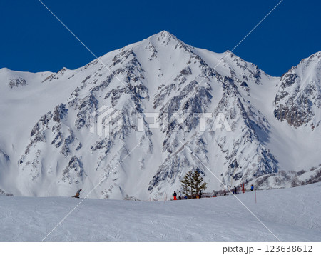 青空と雪の北アルプス 長野県白馬村 青空と雪の北アルプス 長野県白馬村 123638612