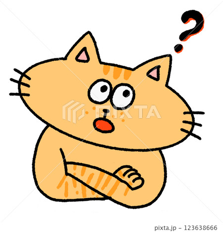 はてな？と疑問に思う茶トラねこのイラスト 123638666