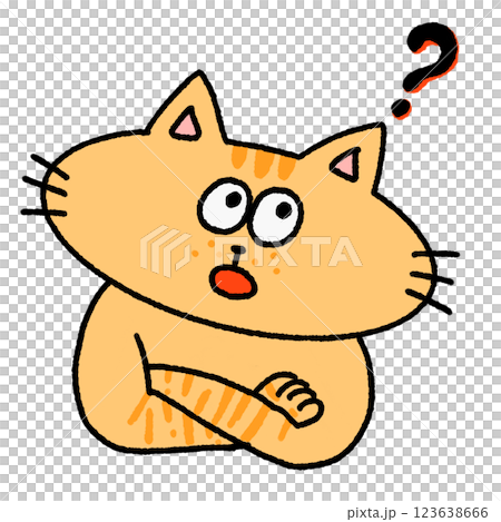 はてな？と疑問に思う茶トラねこのイラスト 123638666
