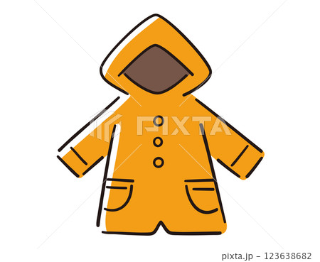 レインコート・雨がっぱ／梅雨／ベクター手書き線画イラスト 123638682