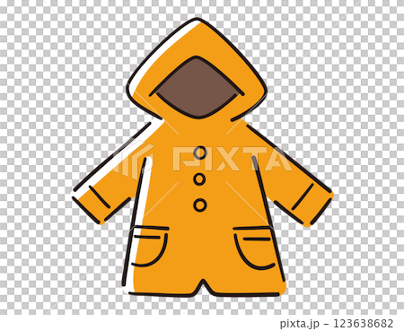 レインコート・雨がっぱ／梅雨／ベクター手書き線画イラスト 123638682