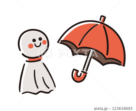 てるてる坊主・傘/梅雨/ベクター手書き線画イラスト てるてる坊主・傘/梅雨/ベクター手書き線画イラスト 123638683