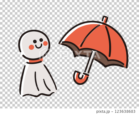 てるてる坊主・傘/梅雨/ベクター手書き線画イラスト てるてる坊主・傘/梅雨/ベクター手書き線画イラスト 123638683