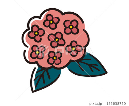 紫陽花／梅雨／ベクター手書き線画イラスト 123638750