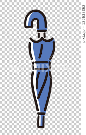 Closed umbrella / Vector hand-drawn line illustration 123638862