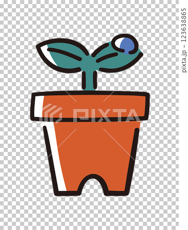 Shining buds and flowerpot / Vector hand-drawn line drawing illustration Shining buds and flowerpot / Vector hand-drawn line drawing illustration 123638865