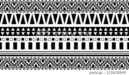 Tribal ethnic seamless pattern in black and white. Set of seamless Indian patterns. Ethnic seamless ornament, border, frame. Endless ethnic ornament Maya, Inca, Aztec, Peru, Brazil, Mexico, Guatemala. Tribal ethnic seamless pattern in black and white. Set of seamless Indian patterns. Ethnic seamless ornament, border, frame. Endless ethnic ornament Maya, Inca, Aztec, Peru, Brazil, Mexico, Guatemala. 123638949