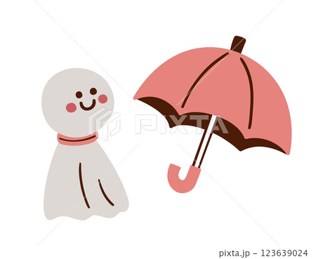 てるてる坊主・傘／梅雨／ベクター手書き線画イラスト 123639024