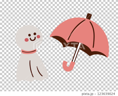 てるてる坊主・傘／梅雨／ベクター手書き線画イラスト 123639024