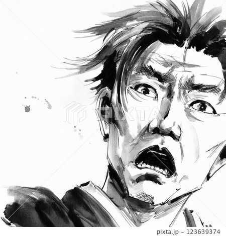 驚いている男　イラスト 123639374