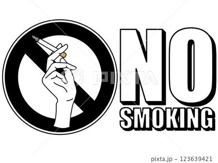 貼り紙看板イラストー禁煙No Smokingー 貼り紙看板イラストー禁煙No Smokingー 123639421