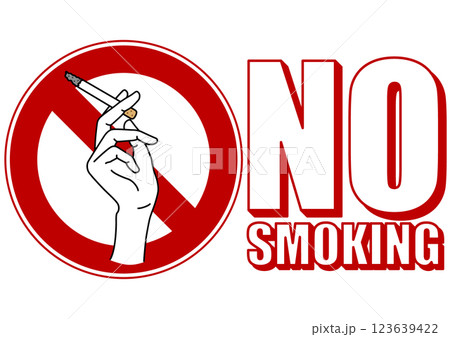 貼り紙看板イラストー禁煙No Smokingー 123639422