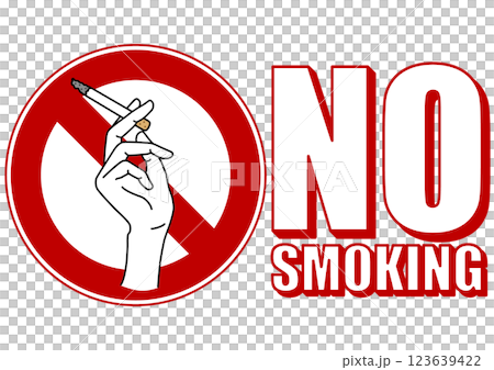 貼り紙看板イラストー禁煙No Smokingー 123639422