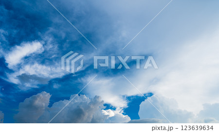 真夏の夕暮れ時にあらわれた積乱雲 真夏の夕暮れ時にあらわれた積乱雲 123639634