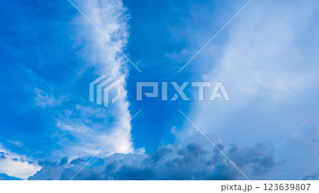 真夏の夕暮れ時にあらわれた積乱雲 123639807