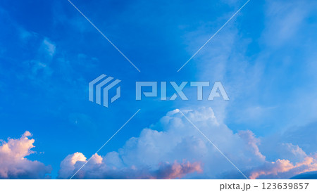 真夏の夕暮れ時にあらわれた積乱雲 123639857