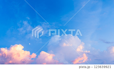 真夏の夕暮れ時にあらわれた積乱雲 123639921