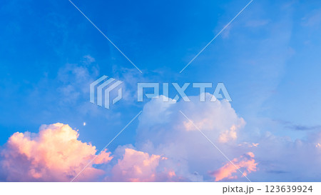 真夏の夕暮れ時にあらわれた積乱雲 真夏の夕暮れ時にあらわれた積乱雲 123639924