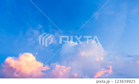 真夏の夕暮れ時にあらわれた積乱雲 真夏の夕暮れ時にあらわれた積乱雲 123639925
