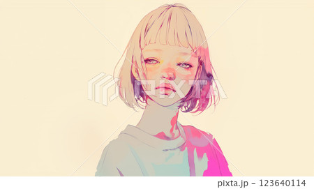 クールで可愛い女性の水彩イラスト 123640114