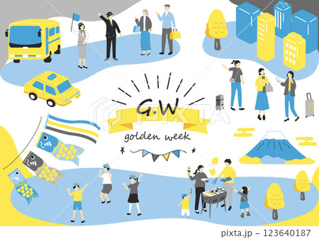 ゴールデンウィークを楽しむ人達 123640187