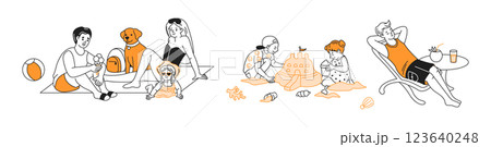 Family picnic on the beach 123640248