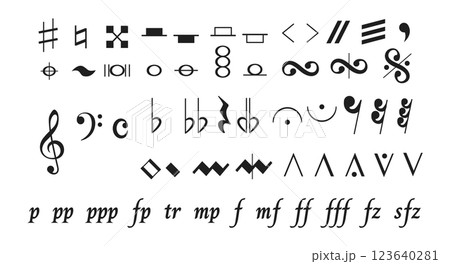 Collection of Various Musical Notation Symbols 123640281