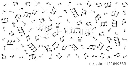 Seamless Pattern of Musical Notes on White Background 123640286