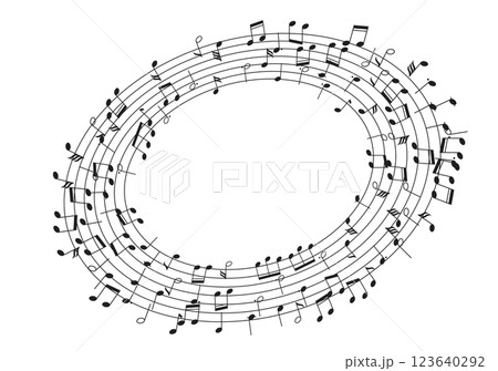 Circular Musical Staff with Notes in Spiral Design Circular Musical Staff with Notes in Spiral Design 123640292