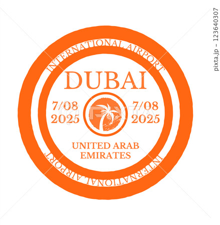 Stylized Dubai Airport Stamp Design Illustration 123640307