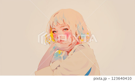 頬杖をつくクールで可愛い女性 123640410