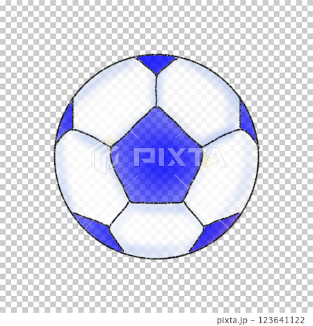 青色　カラフルなサッカーボール イラスト素材 123641122