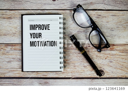 Improve Your Motivation (IYM) text on notepad, Business and Financial concept background 123641169