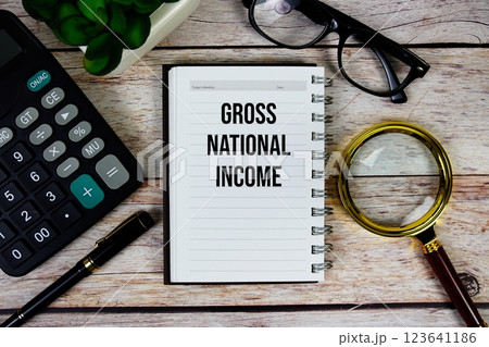 Gross National Income (GNI) text on notepad, Business and Financial concept background 123641186