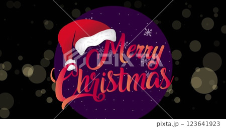 Image of merry christmas text over spots 123641923