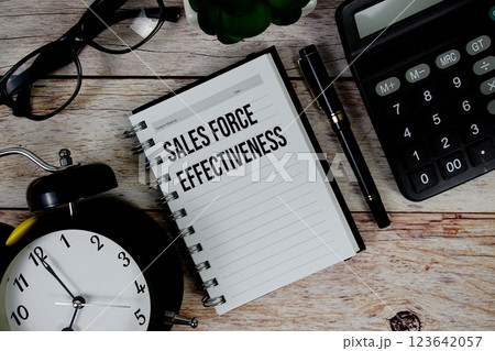 Sales Force Effectiveness (SFE) text on notepad, Business and Financial concept background 123642057
