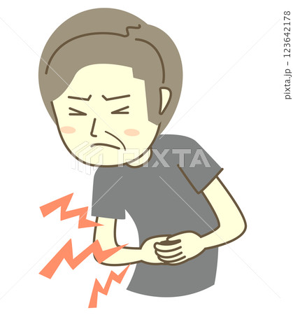 腹痛に苦しむ高齢の男性 腹痛に苦しむ高齢の男性 123642178