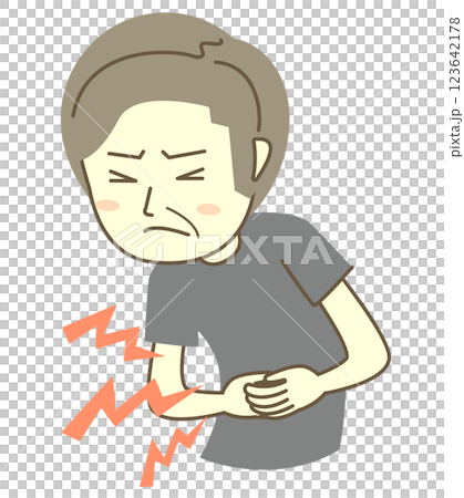 腹痛に苦しむ高齢の男性 腹痛に苦しむ高齢の男性 123642178