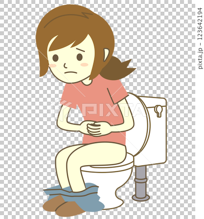 便秘的女人坐在馬桶上 便秘的女人坐在馬桶上 123642194