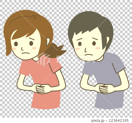 Illustration set of men and women with bad stomach 123642195