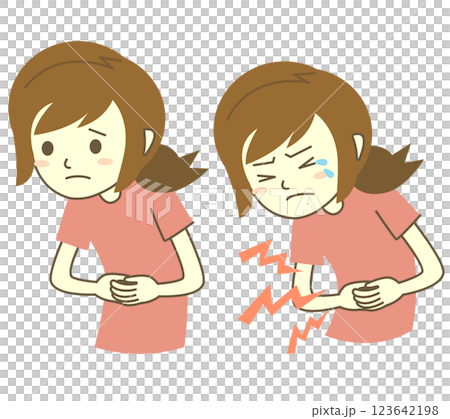 腹痛に苦しむ女性 123642198