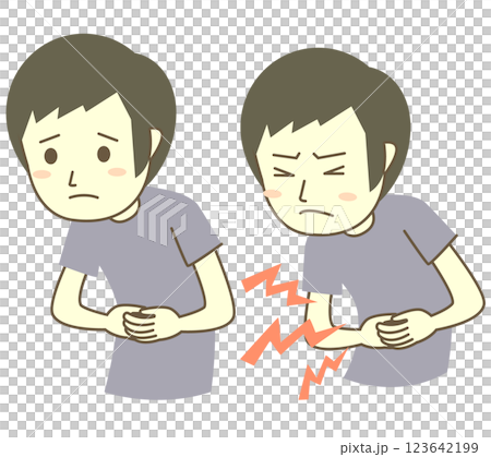 一個人患有腹痛 123642199