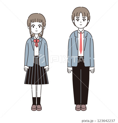制服を着た学生のイラストセット2 制服を着た学生のイラストセット2 123642237