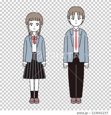 制服を着た学生のイラストセット2 制服を着た学生のイラストセット2 123642237