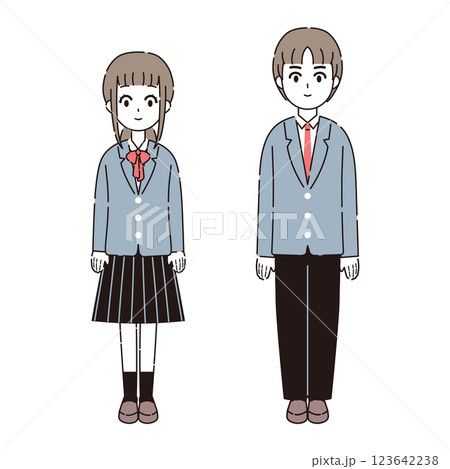 制服を着た学生のイラストセット1 123642238