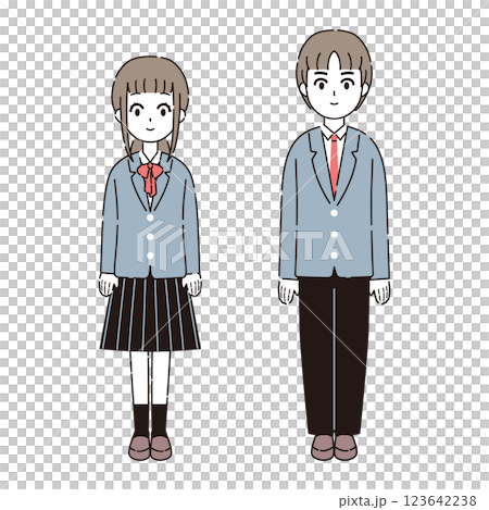 制服を着た学生のイラストセット1 123642238